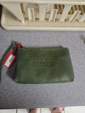 Rare Hunter X Target Olive Green Waterproof Wristlet Pouch Orange Zipper Nwt